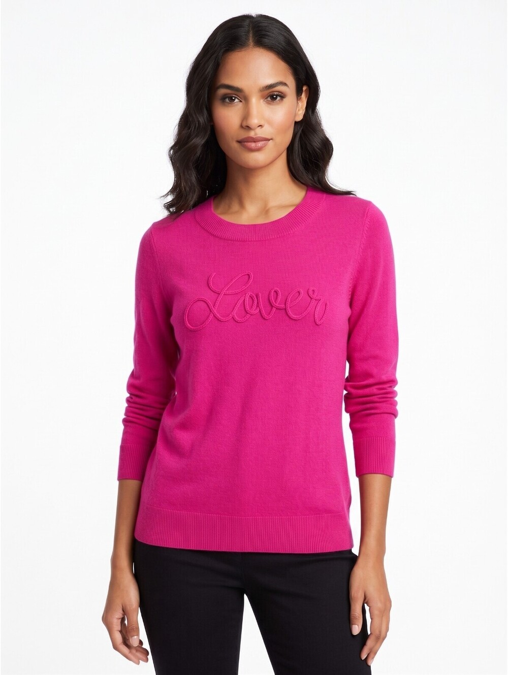 NWT Charter Club Luxury Cashmere "Lover" Crewneck Sweater Fierce Pink M
